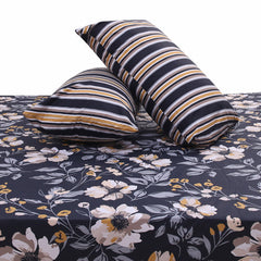 Blue Lily Double Bed Sheet Set | Elegant Floral Printed Bedding | 94x98 Inches - Habitt