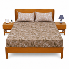 &nbsp;Brown Heritage Double Bed Sheet Set | Elegant Botanical Printed Bedding | 94x98 Inches - Habitt