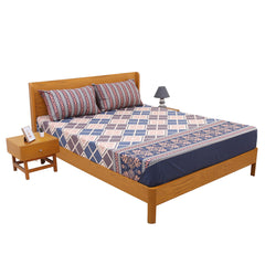 Heritage Checkered Double Bed Sheet Set | Vintage Floral Printed Bedding | 94x98 Inches - Habitt
