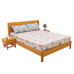 Luxe Garden Double Bed Sheet Set | Premium Floral Printed Bedding | 94x98 Inches - Habitt