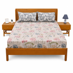 Luxe Garden Double Bed Sheet Set | Premium Floral Printed Bedding | 94x98 Inches - Habitt