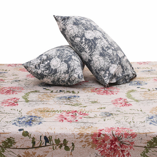 Luxe Garden Double Bed Sheet Set | Premium Floral Printed Bedding | 94x98 Inches - Habitt