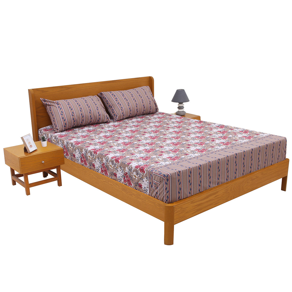 Rustic Floral Double Bed Sheet 94x98" - Habitt