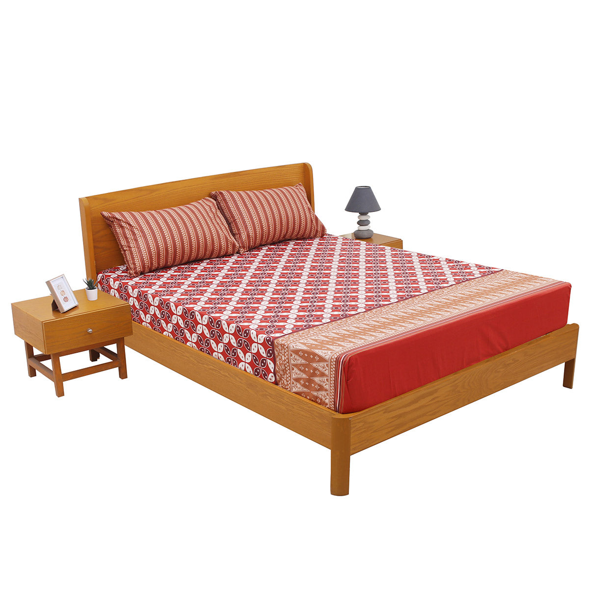Red Checkered Double Bed Sheet 94x98" - Habitt