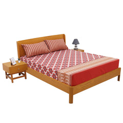 Red Checkered Double Bed Sheet 94x98" - Habitt