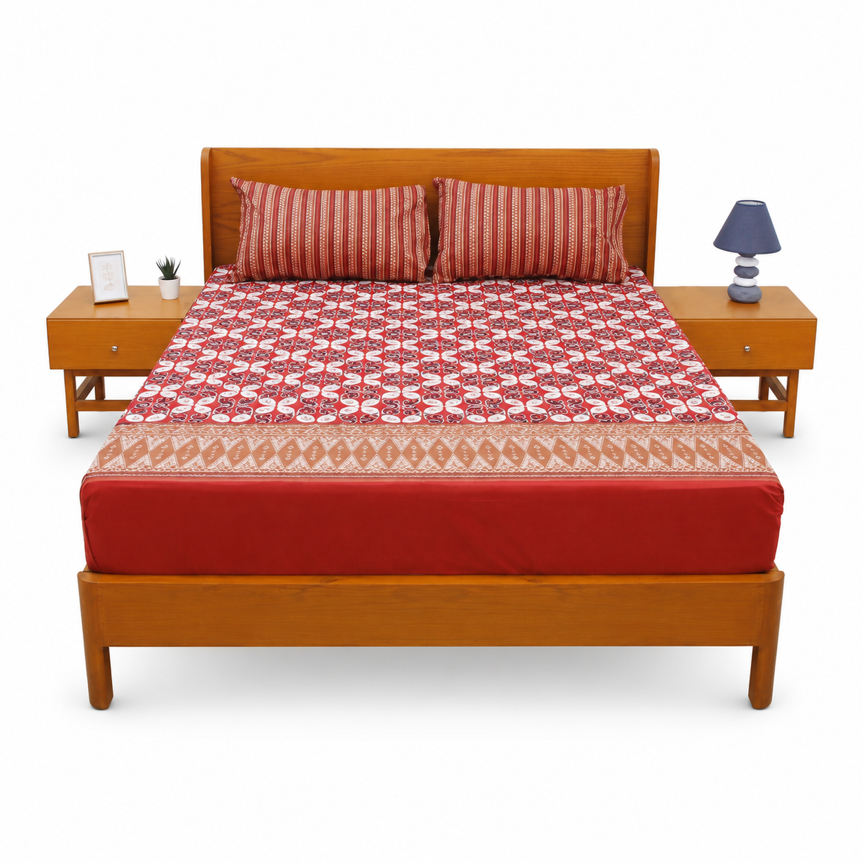 Red Checkered Double Bed Sheet 94x98" - Habitt