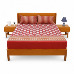 Red Checkered Double Bed Sheet 94x98" - Habitt