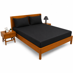 Black Dyed Double Bed Sheet 96x102" | Plain Double Bedsheet