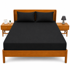 Black Dyed Double Bed Sheet 96x102" | Plain Double Bedsheet