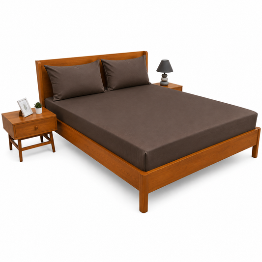 Charcoal Dyed Double Bed Sheet 96x102" | Plain Double Bedsheet