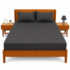 Charcoal Dyed Double Bedding Set of 6 | Plain Double Bed Set