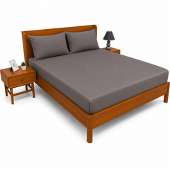 Dark Grey Dyed Double Bedding Set of 6 | Plain Double Bed Set