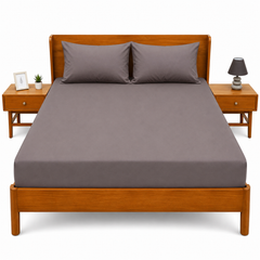 Dark Grey Dyed Double Bedding Set of 6 | Plain Double Bed Set
