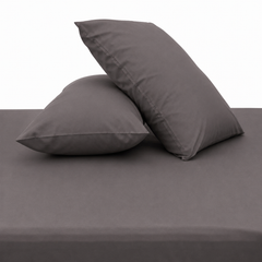 Dark Grey Dyed Double Bedding Set of 6 | Plain Double Bed Set