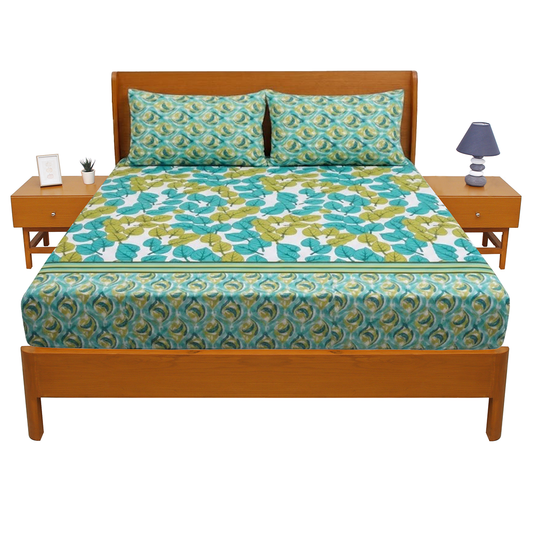 Flora Blues Double Bed Sheet 94x98