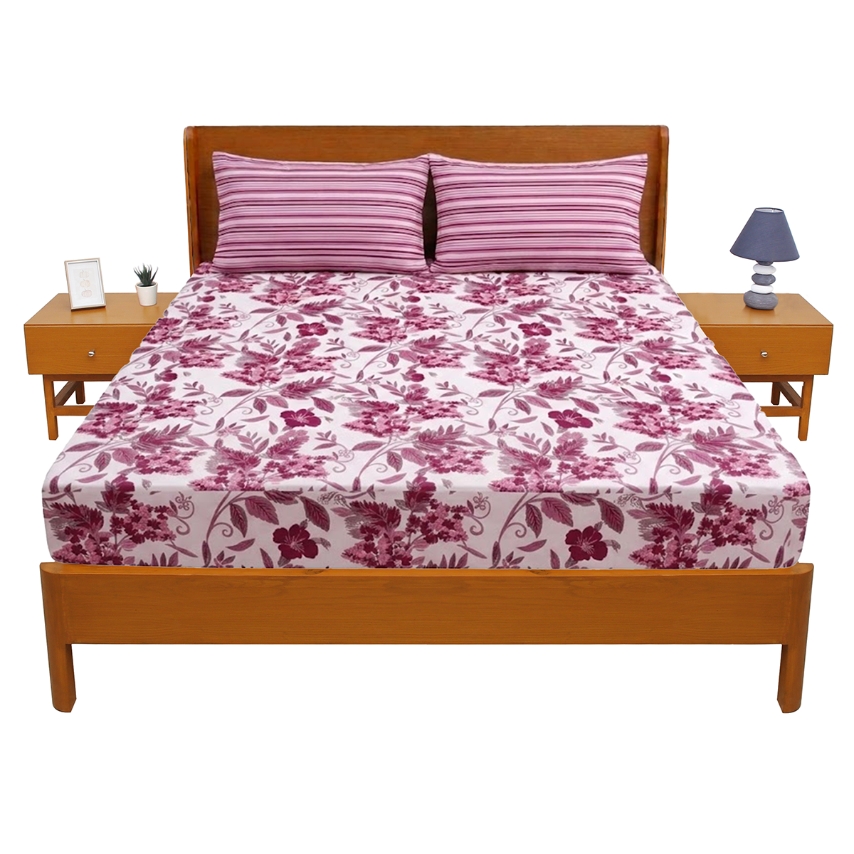 Pink Flora Double Bed Sheet 94x98