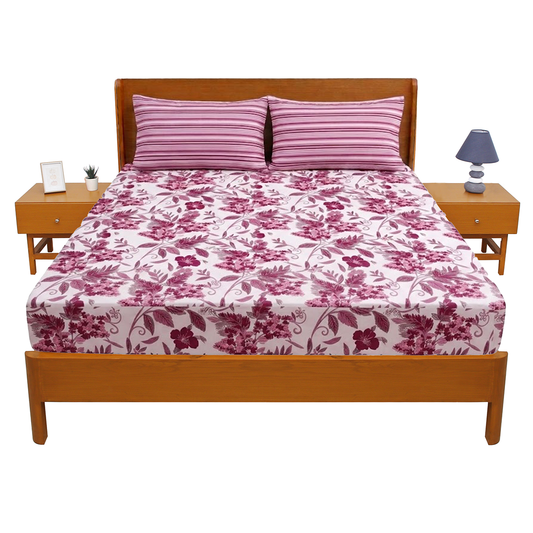 Pink Flora Double Bed Sheet 94x98