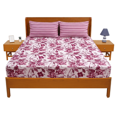 Pink Flora Double Bed Sheet 94x98