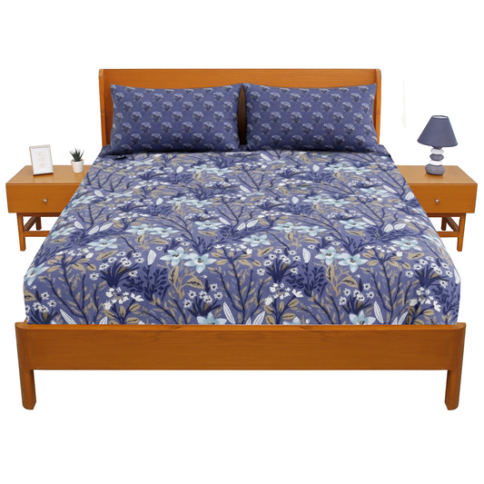 Purple Tulips Double Bed Sheet 94x98"