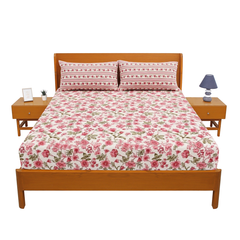Rosy Pinks Double Bed Sheet 94x98