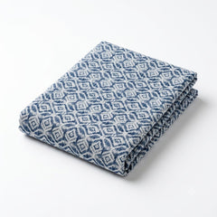 Blue Ikat Double Bed Sheet – 102 x 96 Inches | Soft Printed Bedsheet for Double Bed