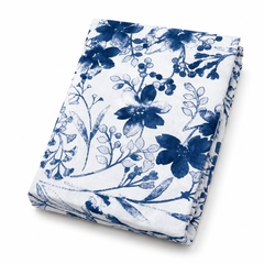 Blue Floral Double Bed Sheet 96 × 102 Inch Cotton | White & Blue Flower Print Bed Sheet for Double Bed | Soft Cotton Bedsheet