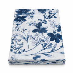 Blue Floral Double Bed Sheet 96 × 102 Inch Cotton | White & Blue Flower Print Bed Sheet for Double Bed | Soft Cotton Bedsheet