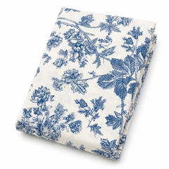Blue Floral Double Bed Sheet 96 × 102 Inch Percale | White & Blue Flower Pattern Bed Sheet for Double Bed | Soft Percale Bedsheet