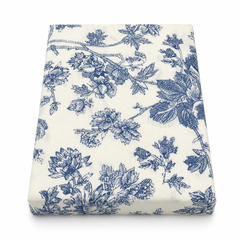 Blue Floral Double Bed Sheet 96 × 102 Inch Percale | White & Blue Flower Pattern Bed Sheet for Double Bed | Soft Percale Bedsheet