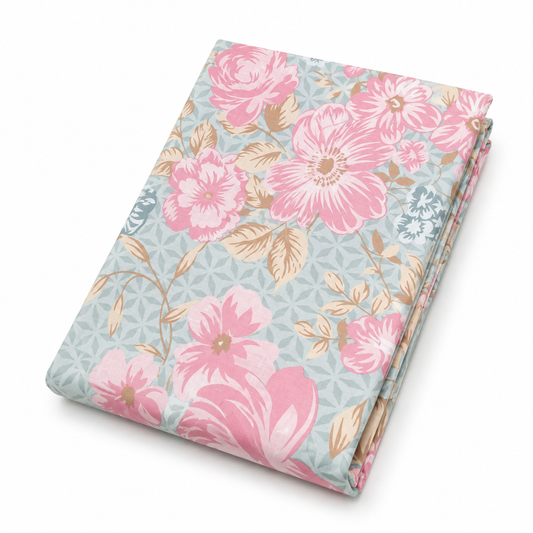 Multi Floral Double Bed Sheet 96 × 102 Inch Cotton | Pink Flower Print Bed Sheet for Double Bed | Soft Cotton Bedsheet