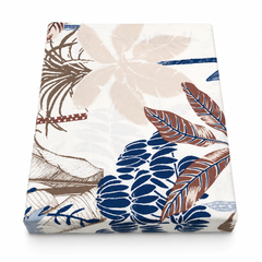 Tropical Leaf Double Bed Sheet 96 × 102 Inch Cotton | Beige, Brown & Blue Botanical Print Bed Sheet for Double Bed | Soft Cotton Bedsheet