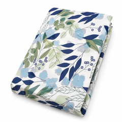Blue Leaf Double Bed Sheet 96 × 102 Inch Cotton | Blue & Green Botanical Print Bed Sheet for Double Bed | Soft Cotton Bedsheet