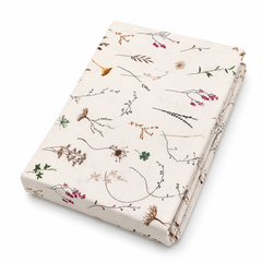 Botanical Floral Double Bed Sheet 96 × 102 Inch Cotton | Beige Wildflower & Leaf Print Bed Sheet for Double Bed | Soft Cotton Bedsheet