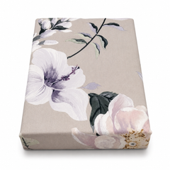 Grey Double Bedding Satin – Elegant Floral Printed Double Bed Bedding for Modern Bedroom Décor