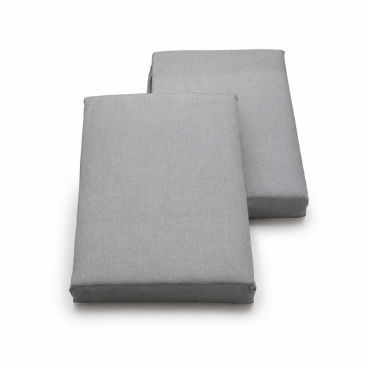 Silver Grey Dyed Satin Double Bedding Set of 6 | Plain Luxury Bedding Set