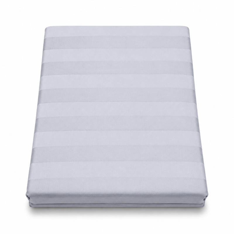 Purple Satin Stripe Double Bed Sheet 96 × 102 Inch | Striped Purple Satin Bed Sheet for Double Bed | Luxury Satin Bedsheet