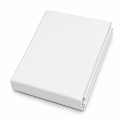 Thin White Stripes Dyed Double Bed Sheet 96x102" Satin – Elegant White Striped Double Bedding Sheet
