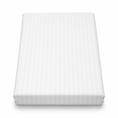 Thin White Stripes Dyed Double Bed Sheet 96x102" Satin – Elegant White Striped Double Bedding Sheet