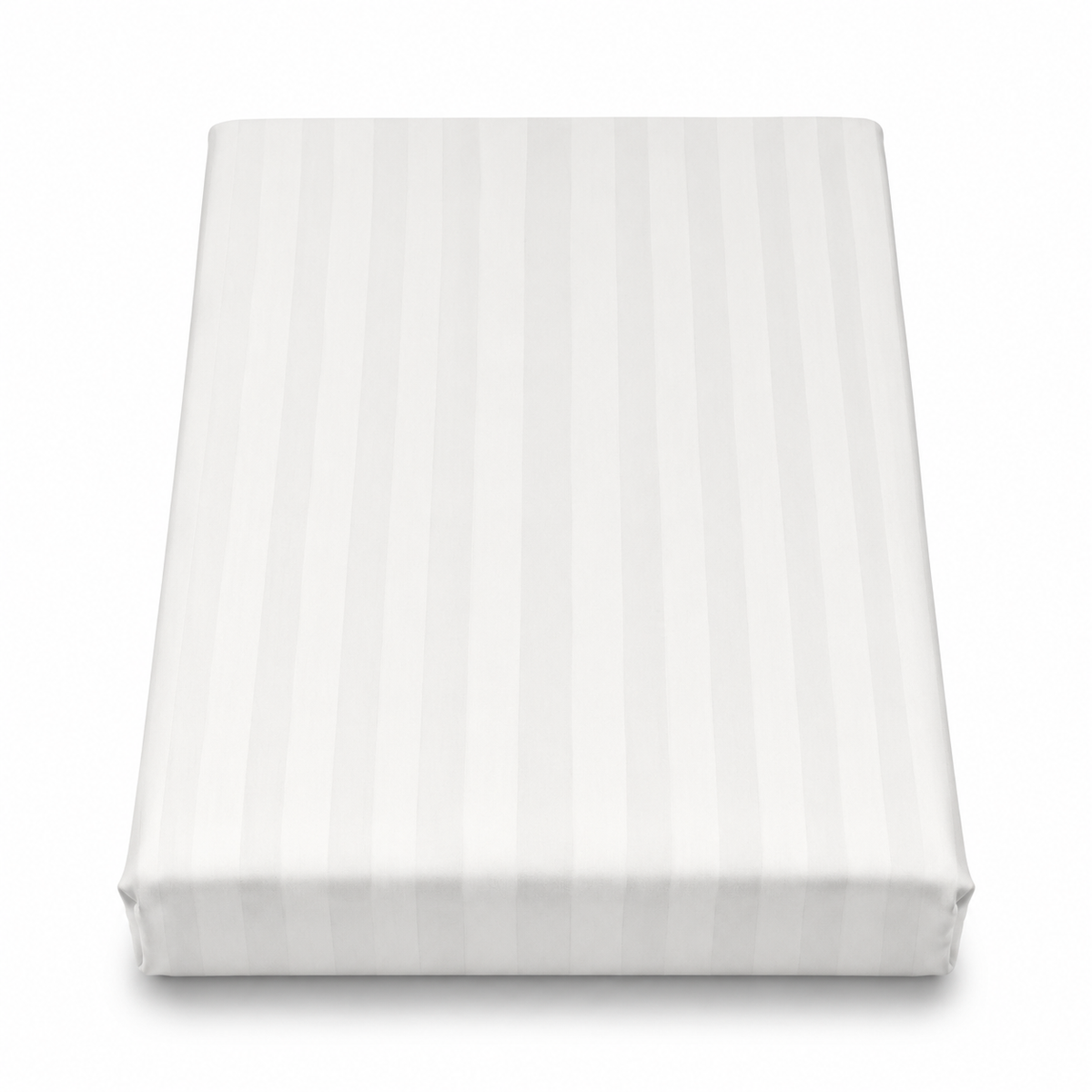 White Satin Stripe Double Bed Sheet 96 × 102 Inch | White Satin Bed Sheet for Double Bed | Elegant Stripe Satin Bedsheet
