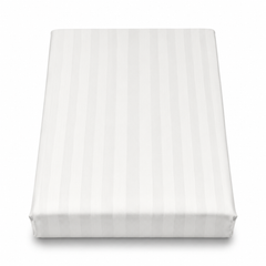 White Satin Stripe Double Bed Sheet 96 × 102 Inch | White Satin Bed Sheet for Double Bed | Elegant Stripe Satin Bedsheet