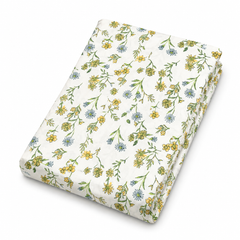Yellow Floral Double Bed Sheet 96 × 102 Inch Cotton | Yellow & Blue Flower Print Bed Sheet for Double Bed | Soft Cotton Bedsheet