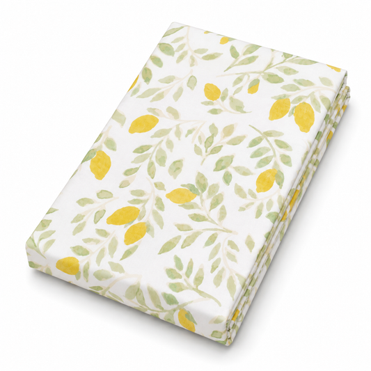 Yellow Lemon Cotton Double Bed Sheet 96x102 Inches – Botanical Printed Bedding