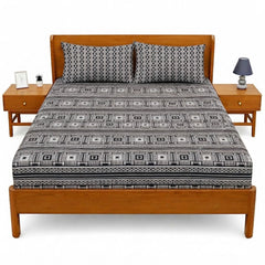 Double Bed Sheet – Black Geometric Print