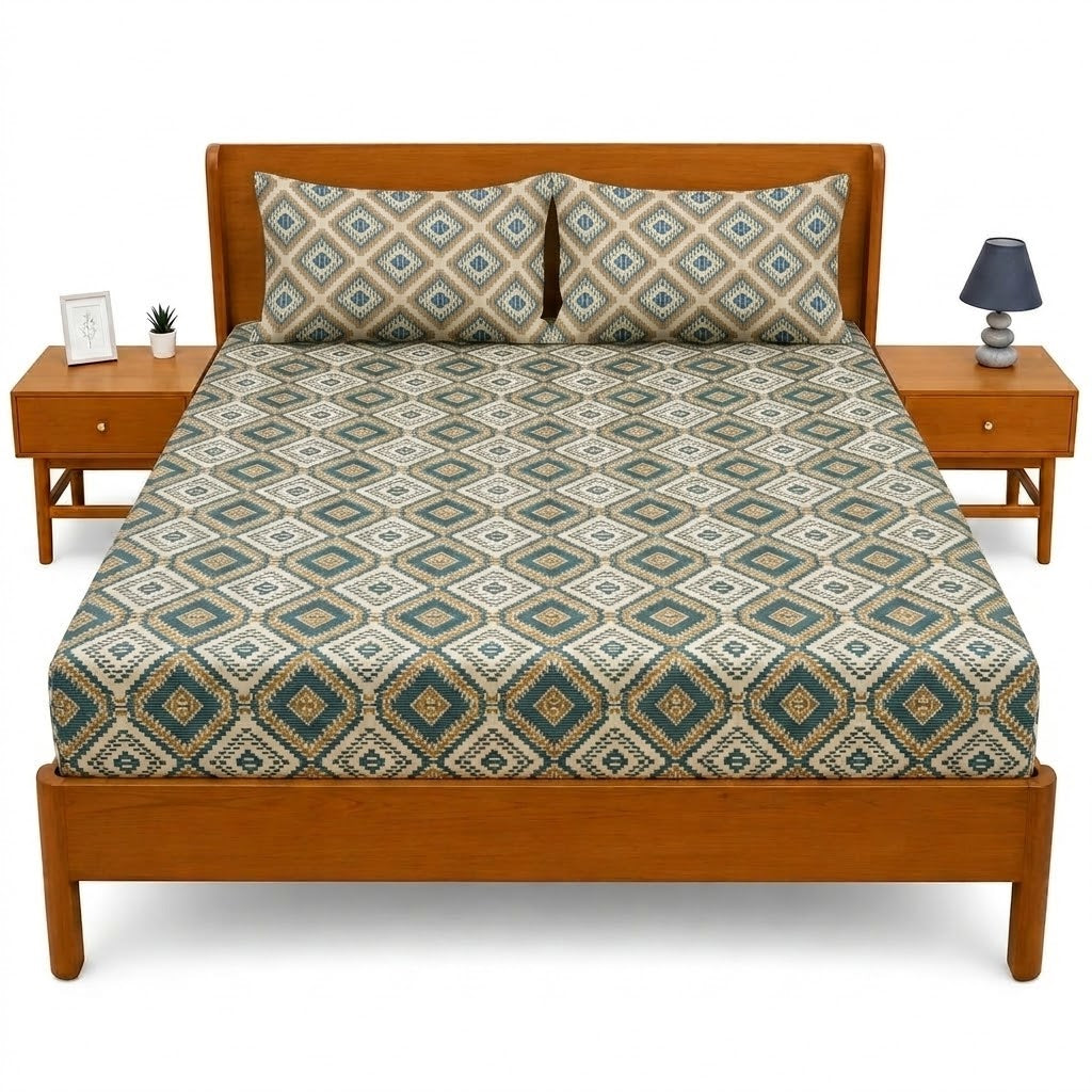 Double Bed Sheet – Camel Trellis