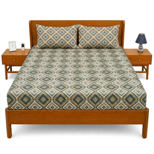 Double Bed Sheet – Camel Trellis