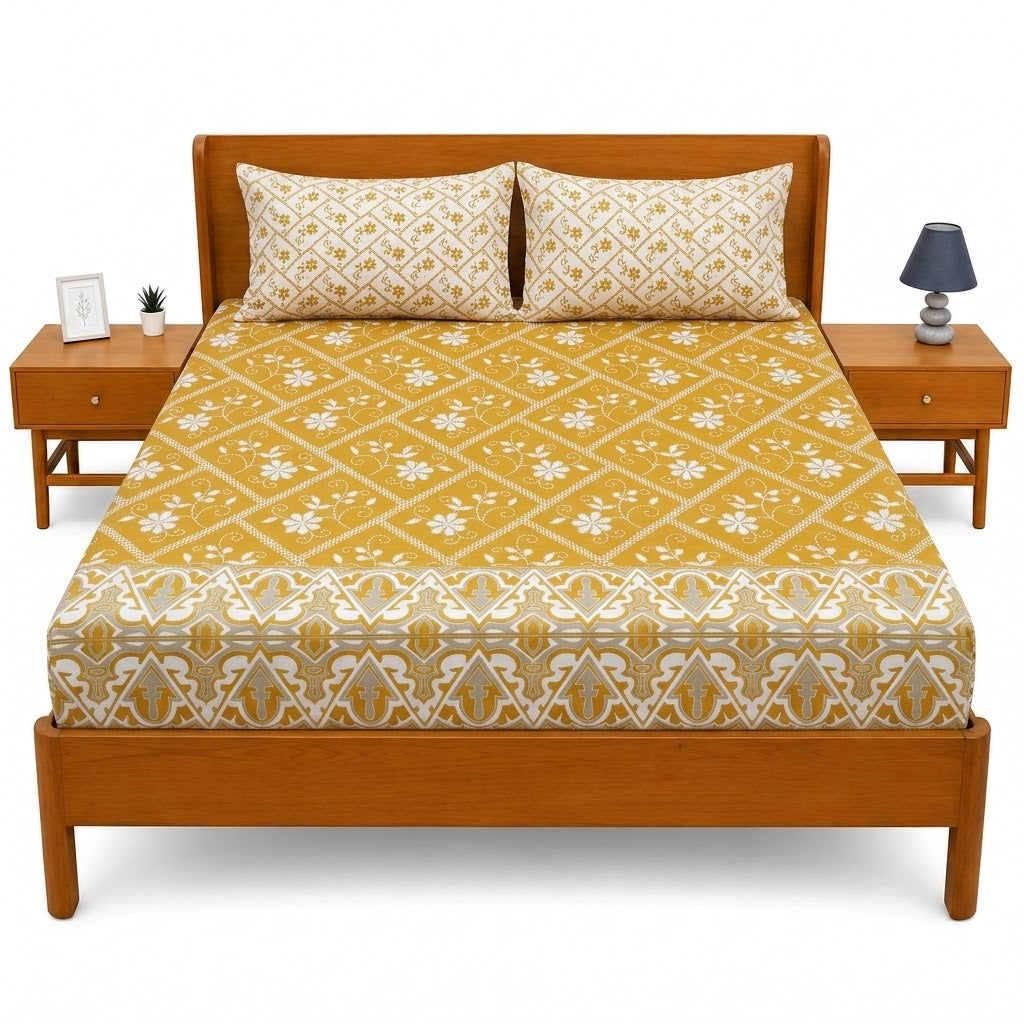 Double Bed Sheet – Golden Trellis