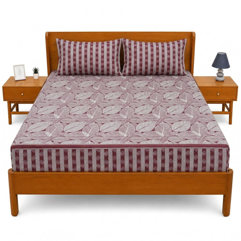 Double Bed Sheet – Maroon Floral Vine