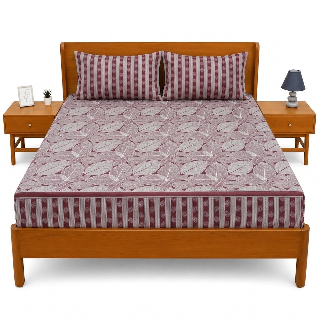 Double Bed Sheet – Maroon Floral Vine