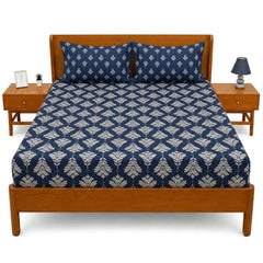 Navy Maritime Double Bed Sheet 94 × 98 Inch | Stylish Printed Bed Sheet for Bedroom