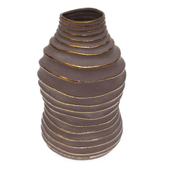 Grey & Gold Circle Vase XL – Textured Decorative Statement Piece